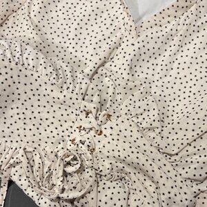 Polka Dot Lace-Up Blouse